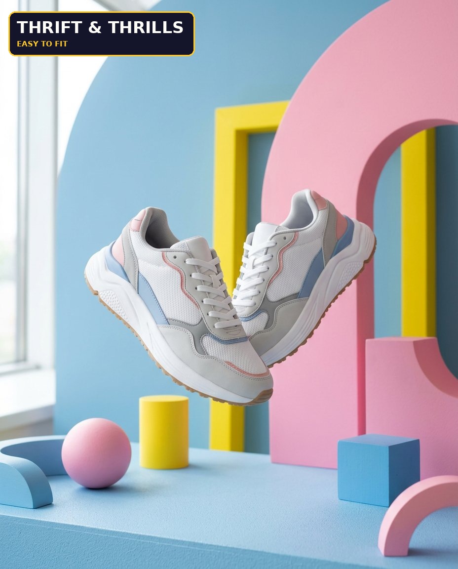 Premium blue and pink sneaker still life